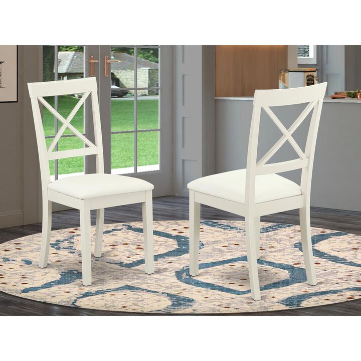 East West Furniture Dining Chair Linen White, BOC-WHI-LC