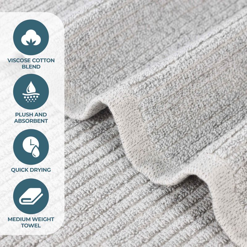 2-Piece Ribbed Bath Towel Set, Medium Weight Cotton Blend for Bathroom image number 3