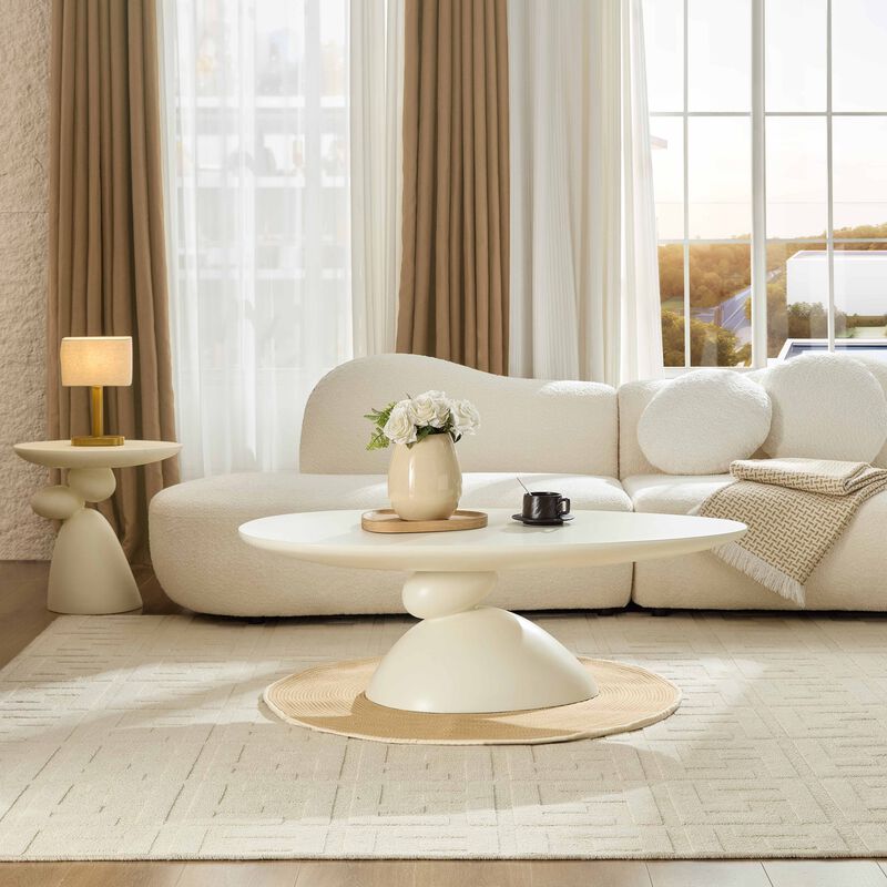 Glibop Lucky Stone-shaped Elliptical Coffee Table image number 2