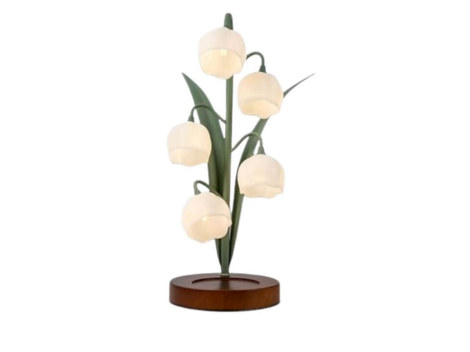 LED Vintage Flower Table Lamp For Bedroom Desk Green