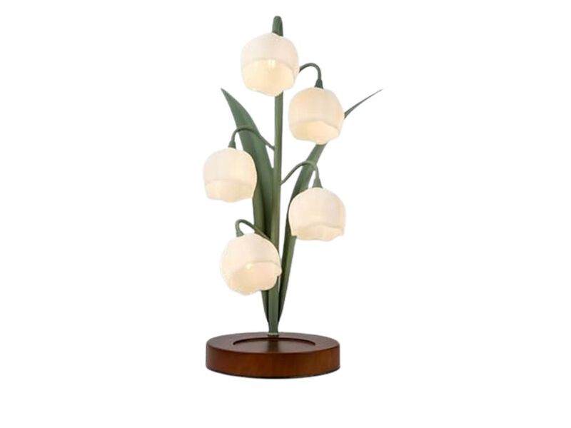 LED Vintage Flower Table Lamp For Bedroom Desk Green image number 0