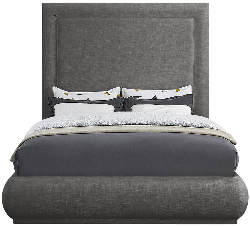 Meridian Furniture Brooke Grey Linen Textured Fabric King Bed image number 2