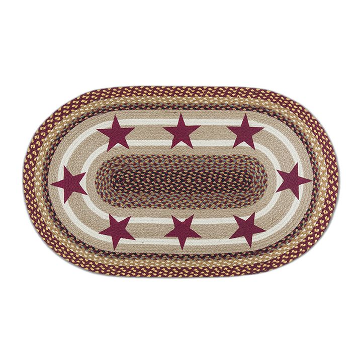 Earth Rugs Op-357 Burgundy Stars Oval Patch 27 Inch X 45 Inch