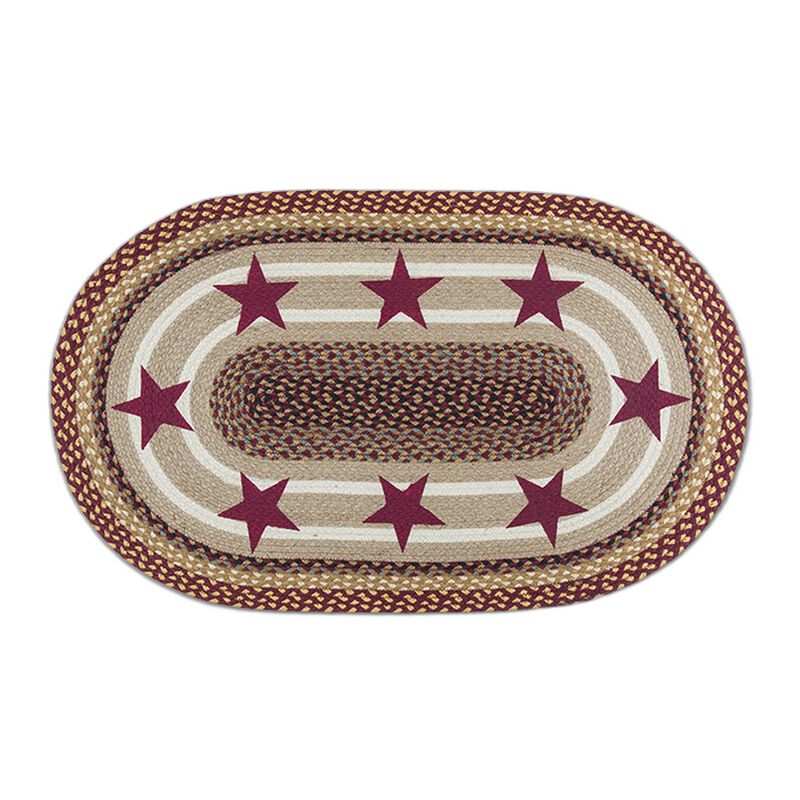 Earth Rugs Op-357 Burgundy Stars Oval Patch 27 Inch X 45 Inch image number 0