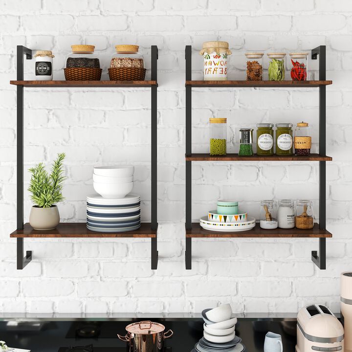 Clihome 3 Tier and 2 Tier Bathroom Shelves Metal, Wood Hanging Storage Bookshelf