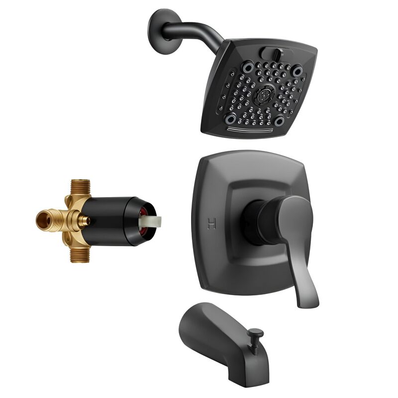 Complete Tub and Shower Faucet Kit with Rainfall Head, Bathtub Spout, Single Handle-Black image number 9