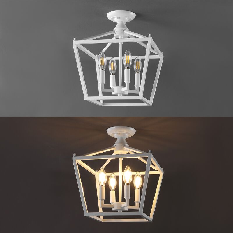Plains 4-Light Iron Modern Farmhouse Pagoda LED Semi Flush Mount Lantern
