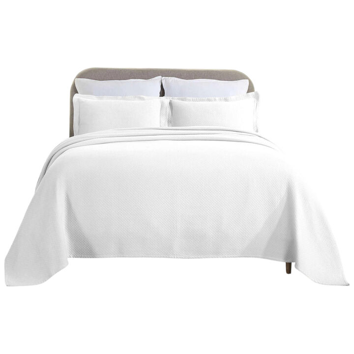Lightweight Cotton Bedspread Set with Diamond Matelasse Design