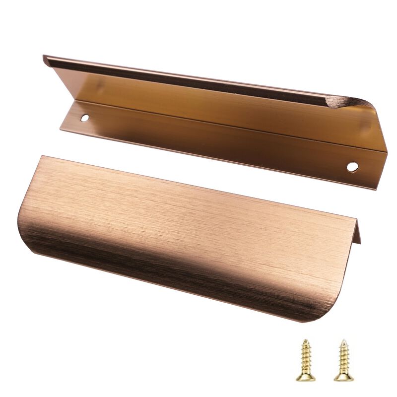 LEAPHZOT 10 Pack 5"" (120mm) Overall Length Edge Finger Pull,Brushed Brass Concealed Kitchen Cabinet Handle,Top Mount Flat Cabin