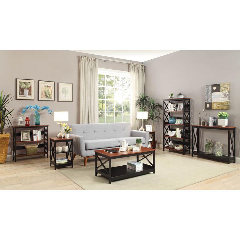 Convience Concept, Inc. Oxford End Table with Shelves Cherry/Black