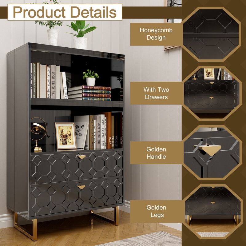 55.6 in. Tall Wood Display Bookcase Storage Organizer