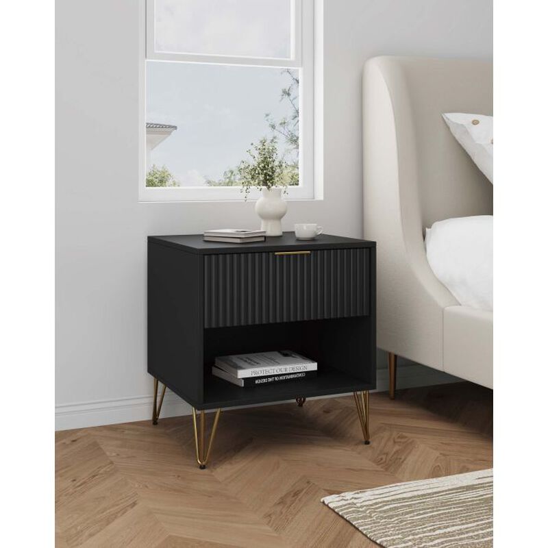 Dumbo 1-Drawer Nightstands in Black (Set of 2)