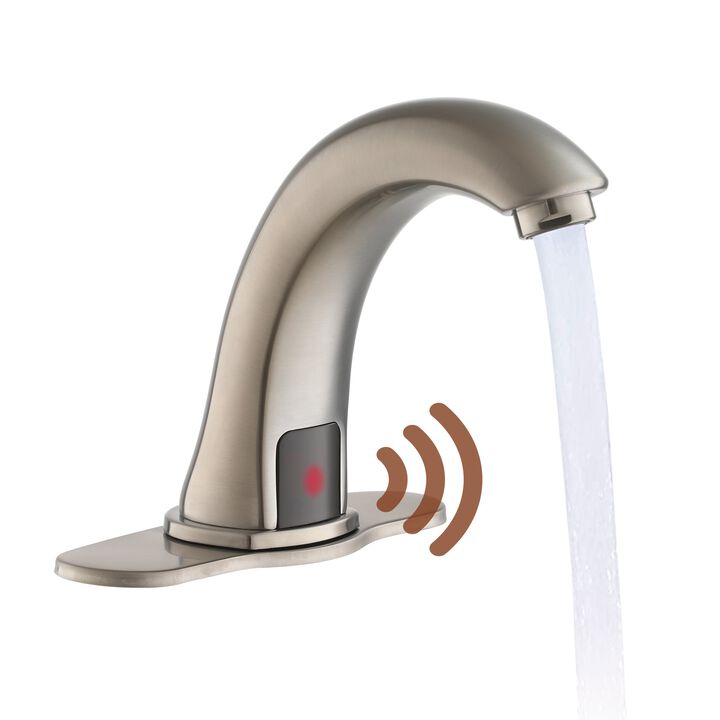 Mondawe Single Hole Touchless Bathroom Sink Faucet Sensor Basin Faucet with Deck Plate