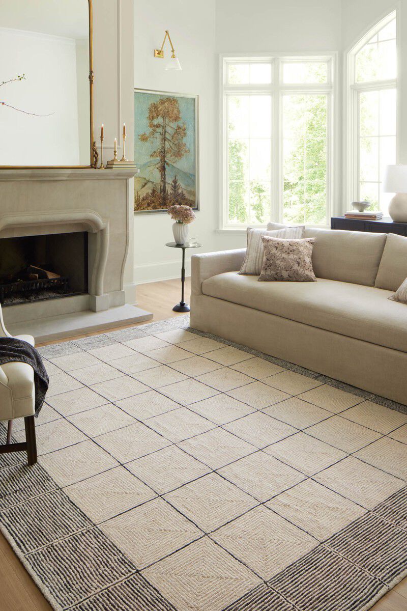 Francis FRA02 Cream/Black 8'6" x 12' Rug image number 1