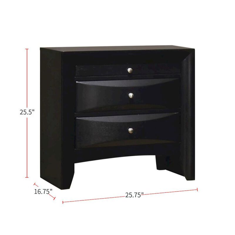 Simple Relax Wood Nightstand with 2 Drawers in Black image number 3