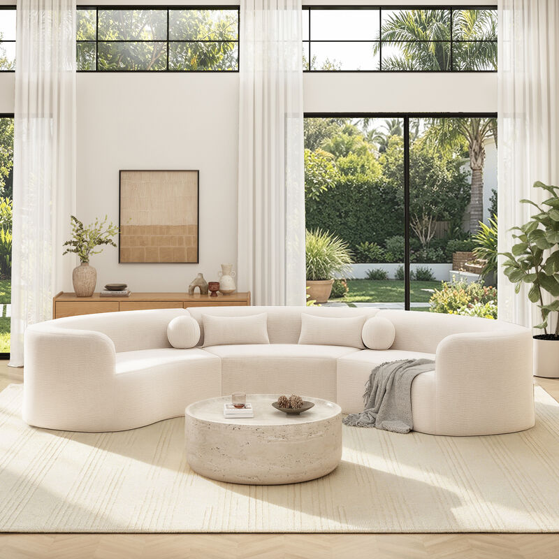 Merax Modular Sectional Sofa with Tool-Free Vacuum Compression, Chenille Fabric image number 2