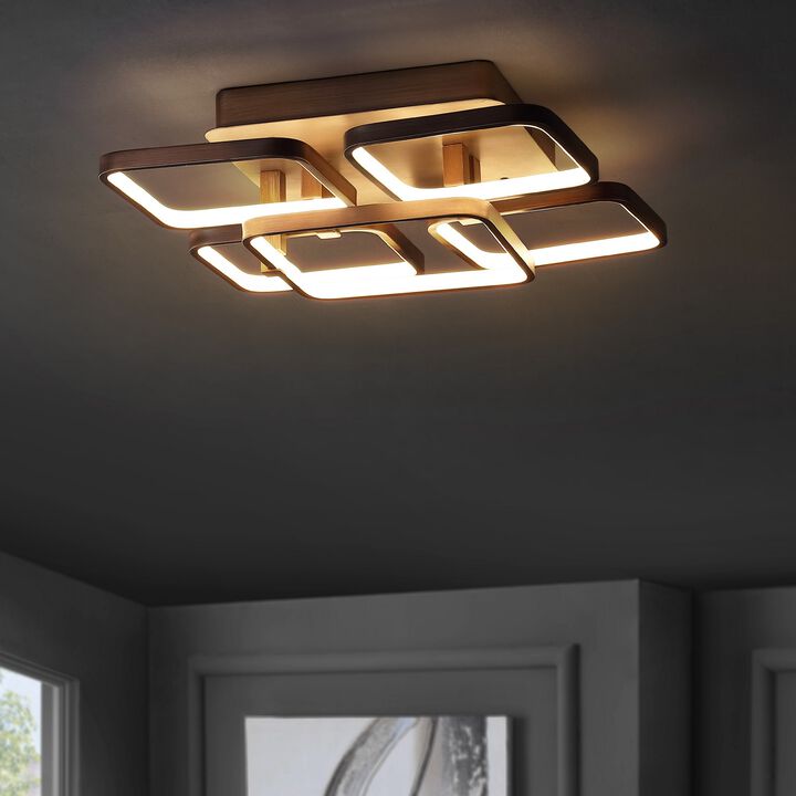 Sebastian 17.5" Integrated LED Metal Flush Mount Ceiling Light, Coffee