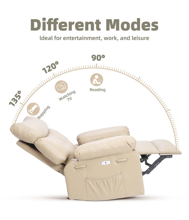 Oversized Manual Recliner Sofa Chair for Living Room, Bedroom, Nursery, Outdoor Relax, Beige