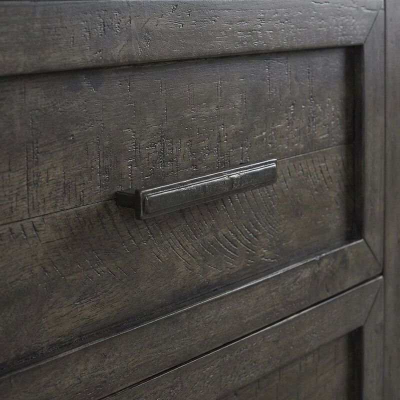 Rustic Nightstand in Rock Beaten Brown with Saw Cuts for Bedroom Decor image number 3