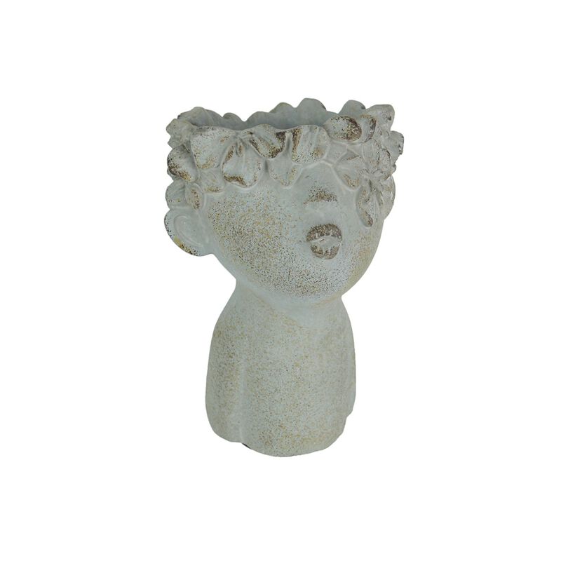 Pucker Up Junior Kissing Face Weathered Finish Concrete Head Mini Planter image number 0