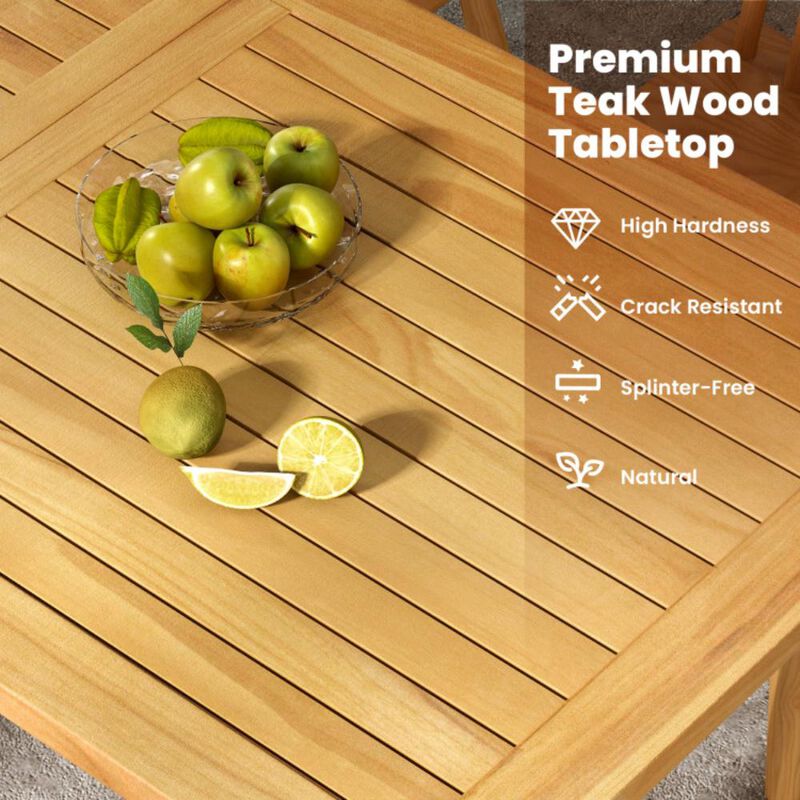 Hivvago Indoor Outdoor Teak Wood Slatted Tabletop Panel Board Split in 2 Square