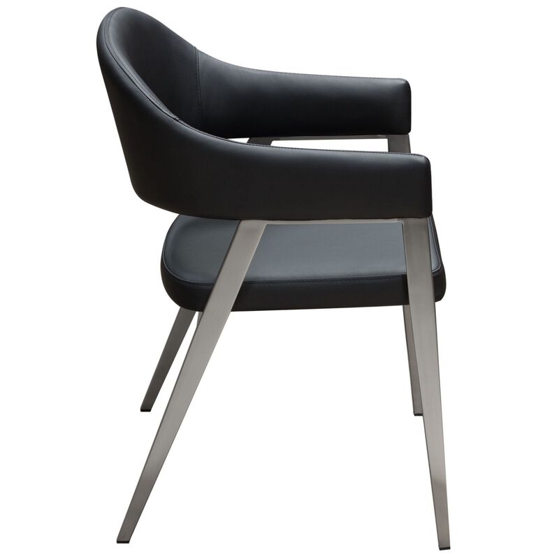 Leatherette Accent Chair with Stainless Steel Tapered Feet, Set of 2 image number 4