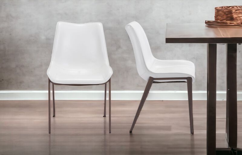 Set of 2 Upholstered Faux Leather Open Back Dining Side Chairs for Kitchen or Dining