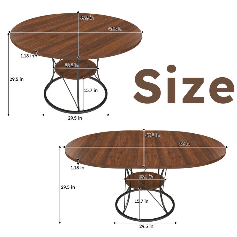 Lefbod Industrial Expandable Round Dining Table image number 9