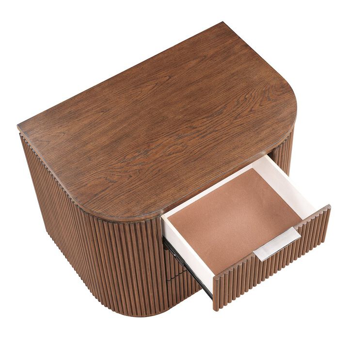 Meridian Furniture Astrid Brown Solid Wood And Oak Veneer Nightstand