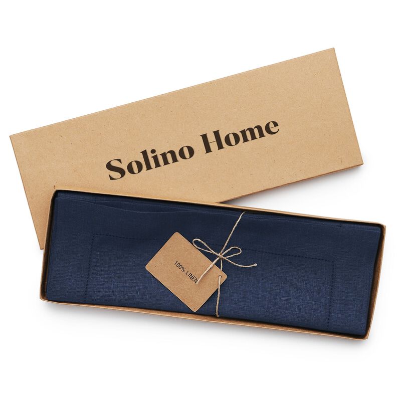 Solino Home Classic Hemstitch 100% Linen Placemats &ndash; Set of 4, 14 x 19 in, Machine Washable, Holiday and Everyday Dining