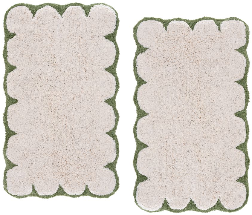 Tully Scalloped Boarder PMB913 Set of 2 Bathmat