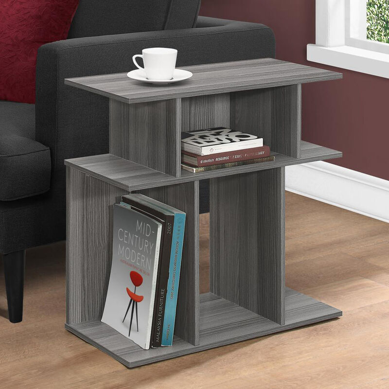 Wood Accent Table with 6 Open Storage Slots &ndash; Ideal for Books, Decor & More