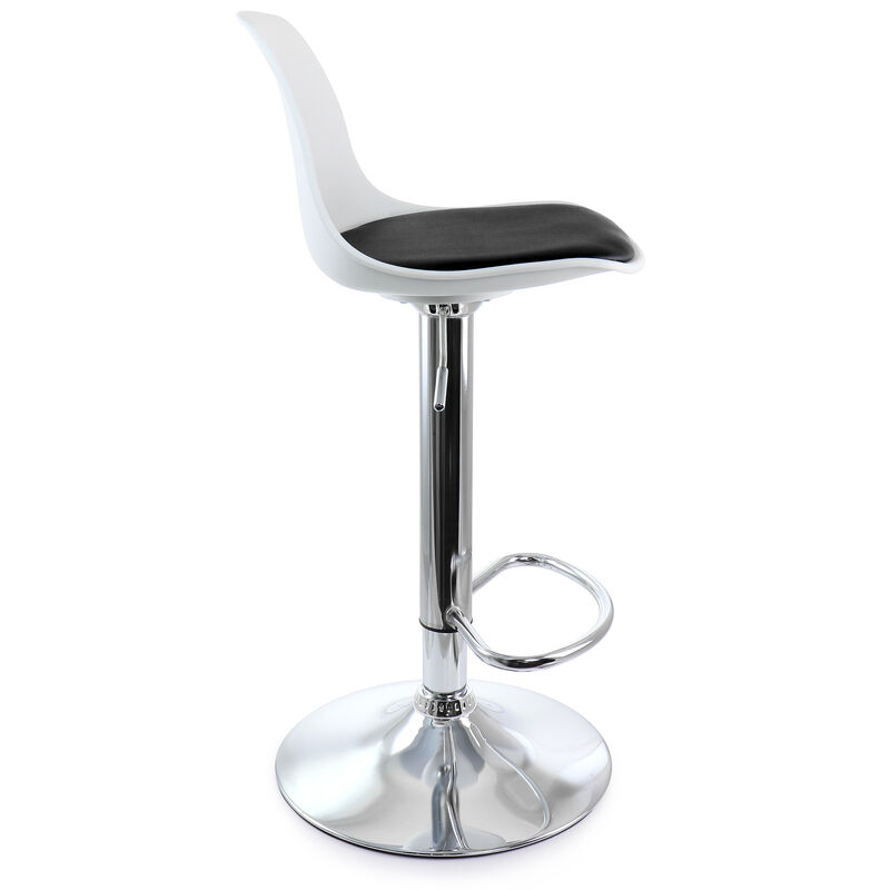 Elama 2 Piece Adjustable Bar Stool in Black and White with Chrome Base