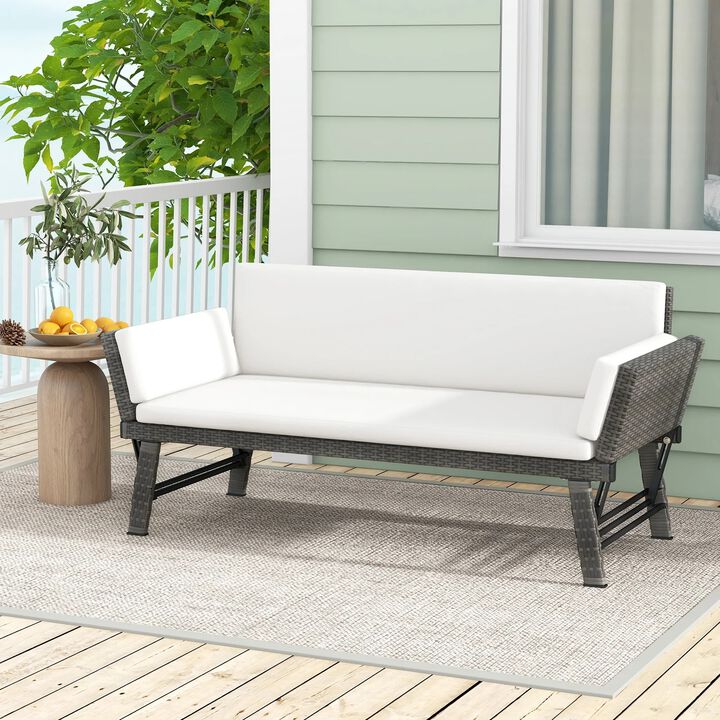 Mondawe Outdoor Convertible Sofa Daybed with Adjustable Armrests for Balcony