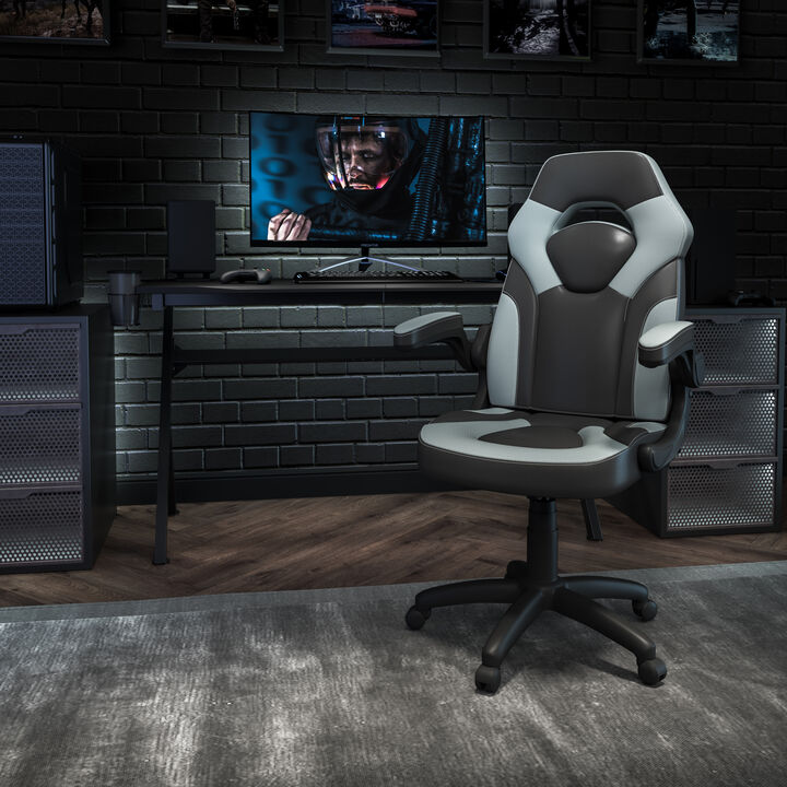 X10 Gaming Chair Racing Office Ergonomic Computer PC Adjustable Swivel Chair with Flip-up Arms, / LeatherSoft
