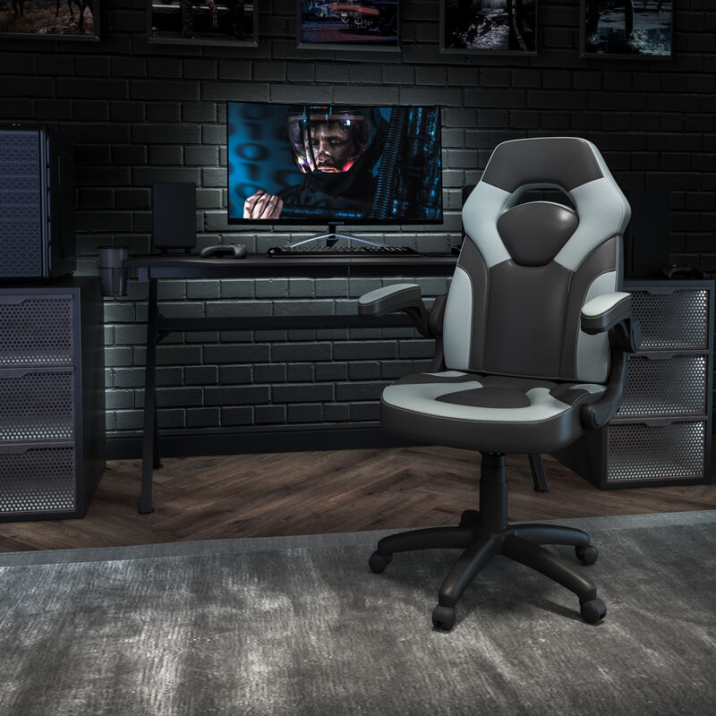 X10 Gaming Chair Racing Office Ergonomic Computer PC Adjustable Swivel Chair with Flip-up Arms, / LeatherSoft image number 1