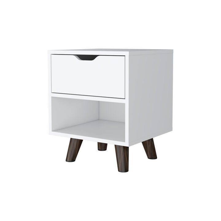 HomeRoots 19" White Wood One Drawer Nightstand
