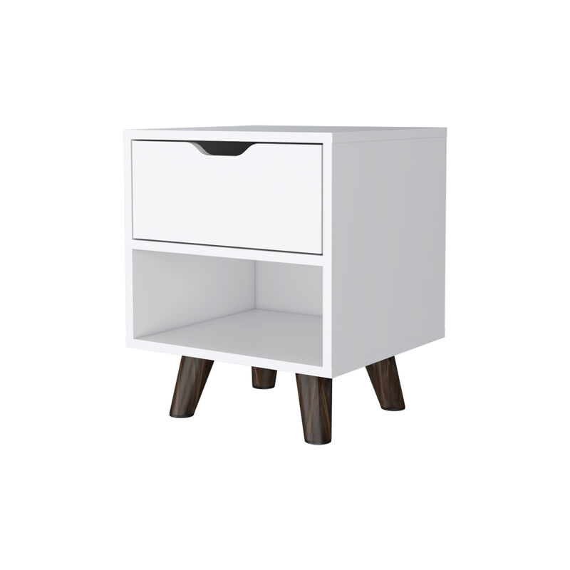 HomeRoots 19" White Wood One Drawer Nightstand image number 0