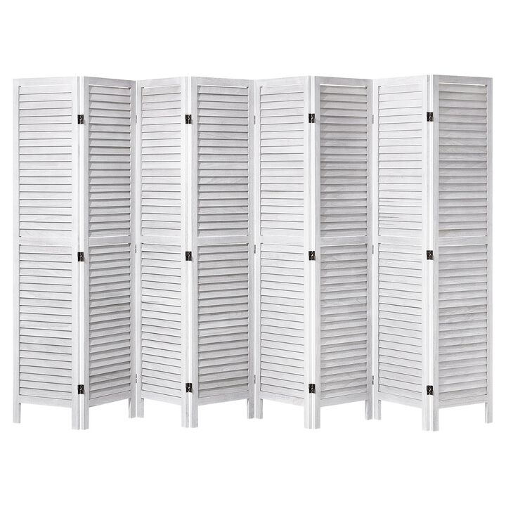 Tall Wooden Room Divider, 8-Panel Folding Partition for Bedroom & Living Room