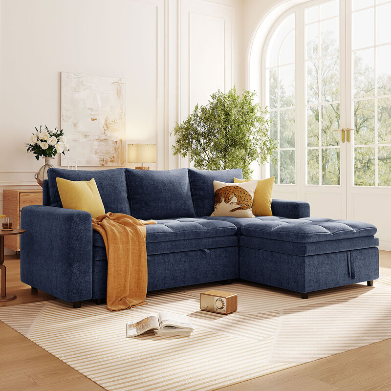 Merax Polyester Sectional Sofa Bed with Storage Space