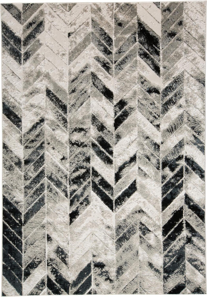 4 X 6 Black gray And Silver geometric Area Rug image number 0