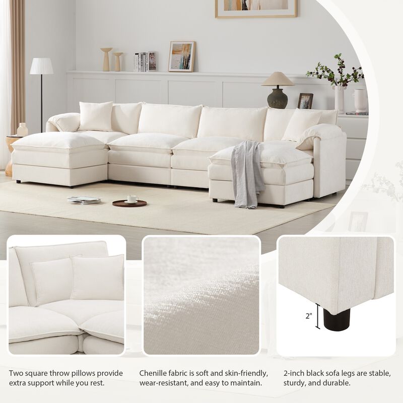 Fincep U-Shaped Modular Cloud Sectional Sofa image number 6