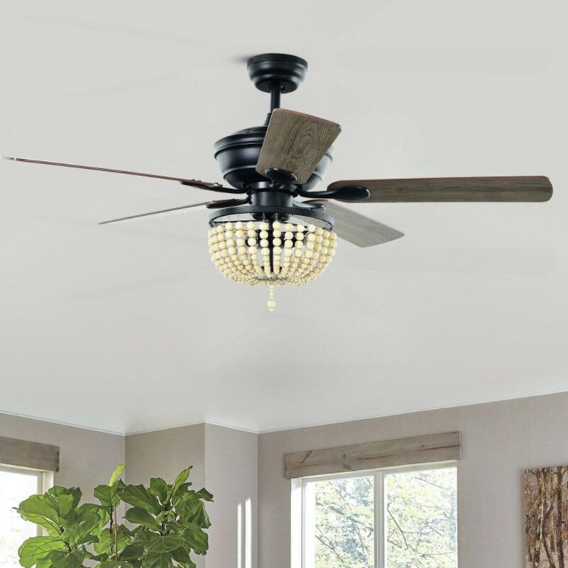 Hivvago Retro Ceiling Fan Light with Reversible Blades Remote Control