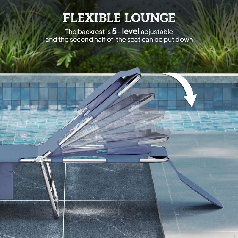 Hivvago Outdoor Sun Lounger with Face Hole and Pillow image number 3