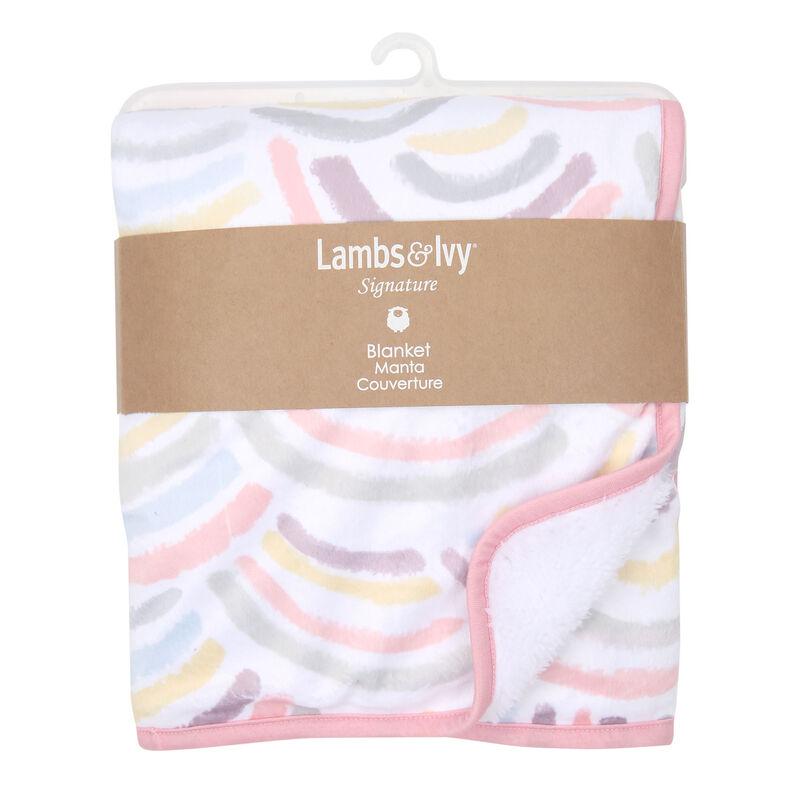 Lambs & Ivy Signature Rainbow Minky/Faux Shearling Soft Fleece Baby Blanket