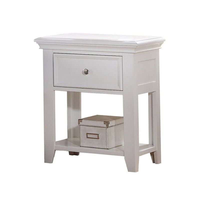 Simple Relax Nightstand with 1 Drawer and Shelf in White image number 0