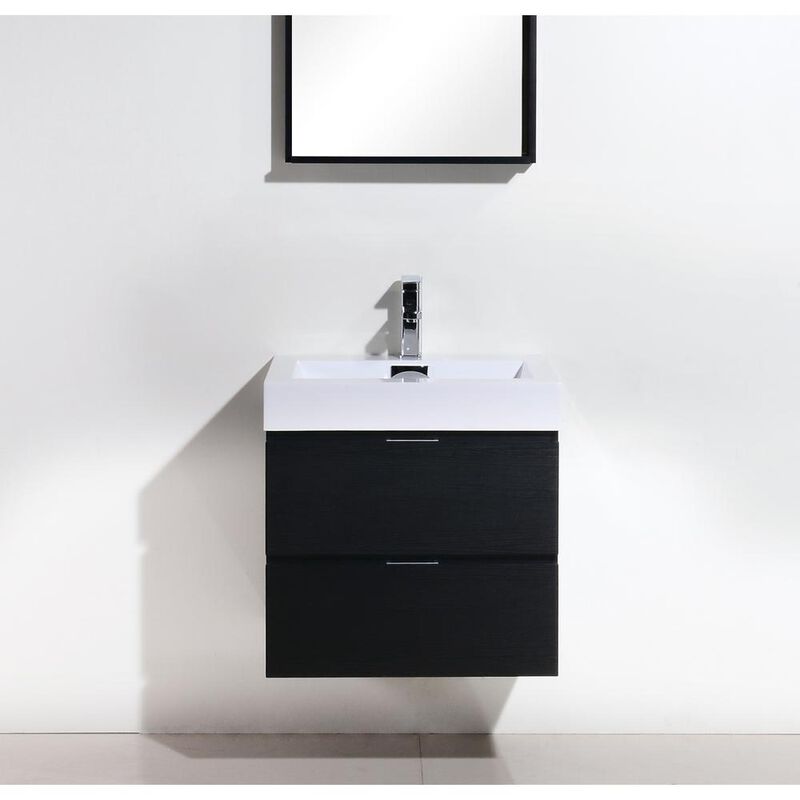 Kubebath Bliss 24 Black Wall Mount Modern Bathroom Vanity