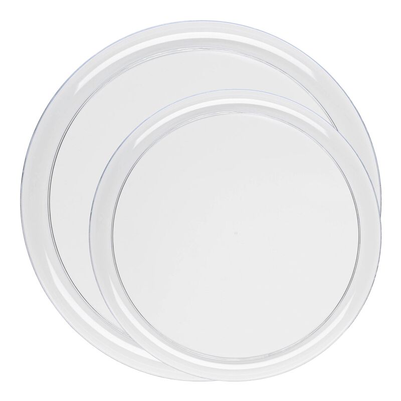 Clear Flat Round Plastic Dinnerware Value Set (40 Sets) image number 0