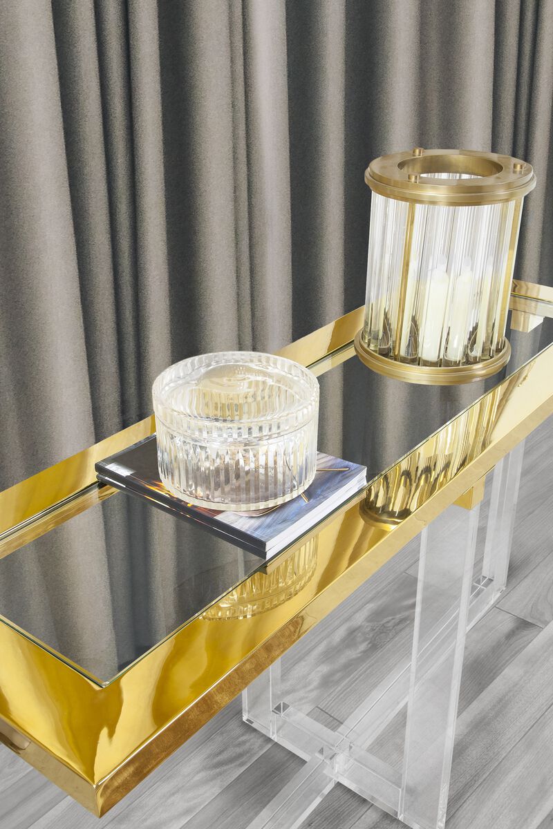 Pasargad Home Calypso Brushed Gold Lucite Hurricane image number 6