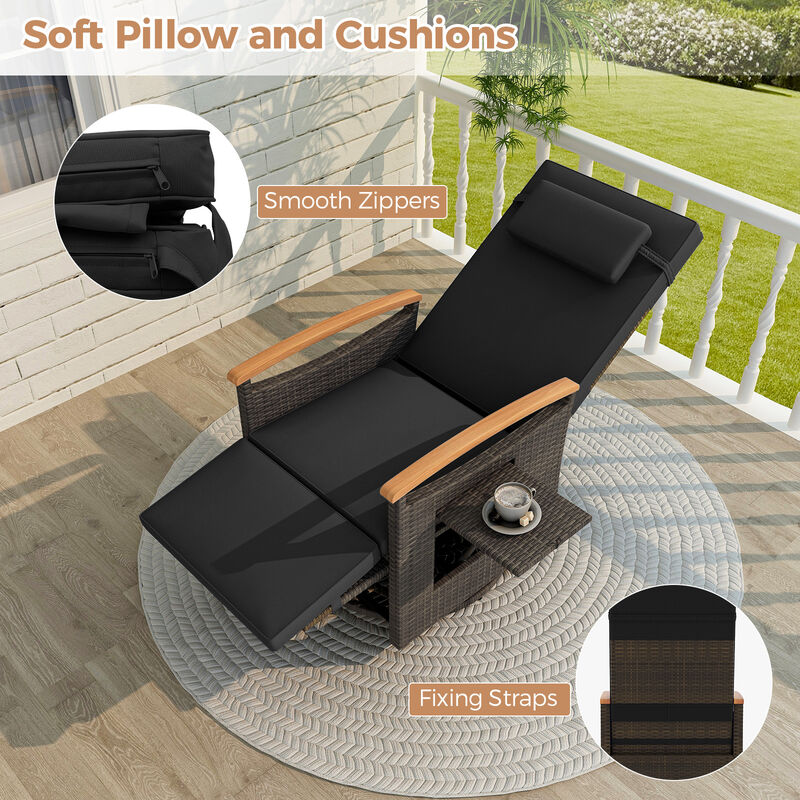 Outdoor Rattan 360 Degree Swivel Reclining Chair with Adjustable Back and Footrest image number 7